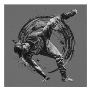 Póster Breakdancer em ação, no estilo de splatter de tint