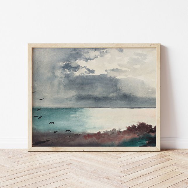 Poster Breaking Storm, Costa do Maine | Winslow Homer (Criador carregado)