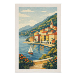 Póster Breathtaking Riviera Seaside Retro Travel Poster