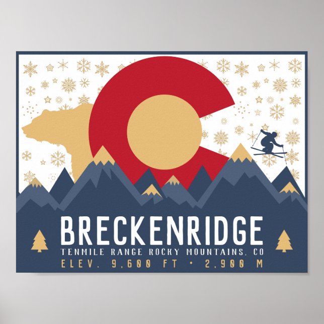 Poster Breckenridge Colorado Flag Mountain Souvenir (Frente)
