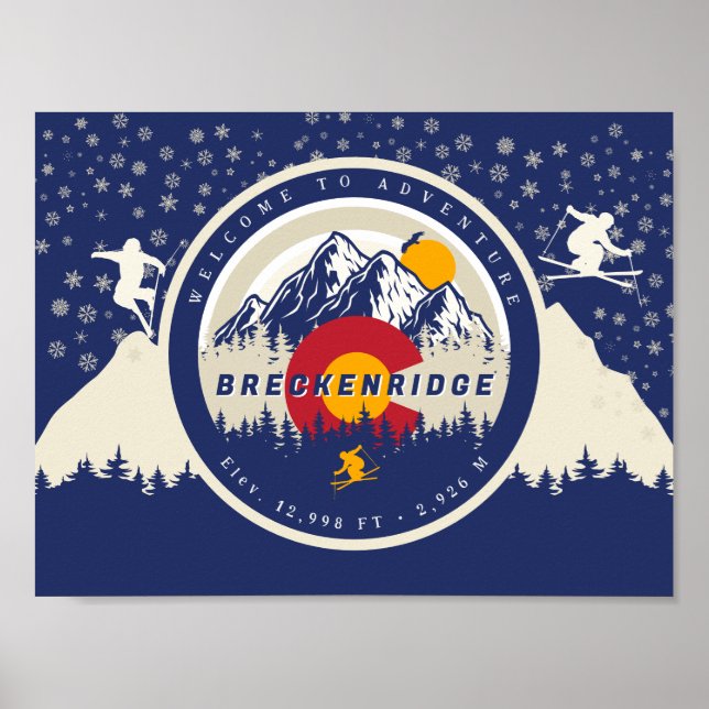 Poster Breckenridge Colorado Flag Mountain Souvenir (Frente)