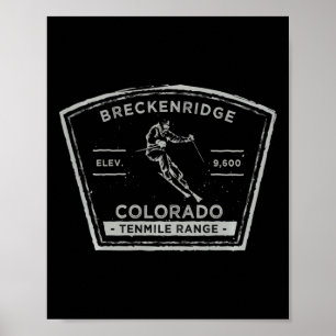 Poster Breckenridge Colorado Manga Longa Esqui na Neve 