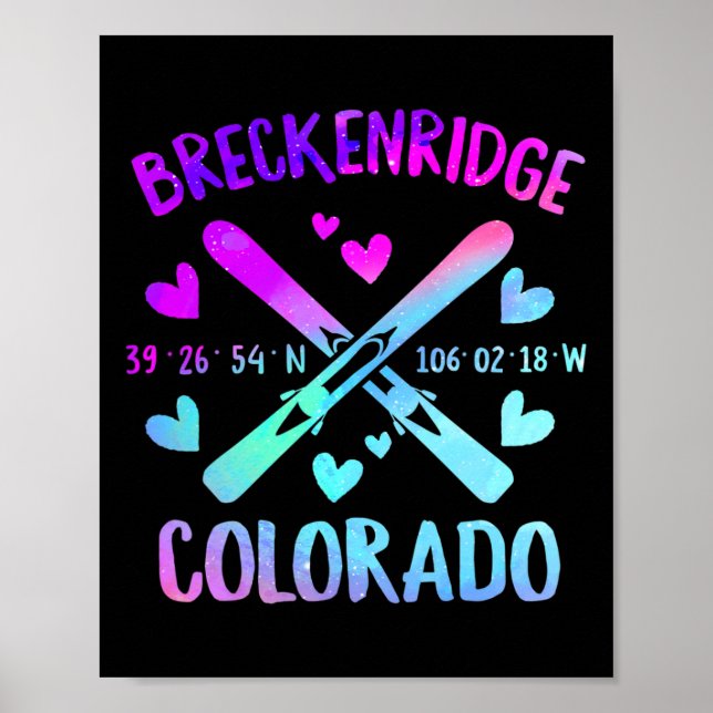 Poster Breckenridge Colorado Skiing Mountain Snowboard (Frente)