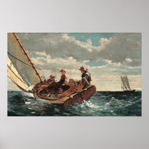 Poster Breezing acima de um vento justo por Winslow Homer