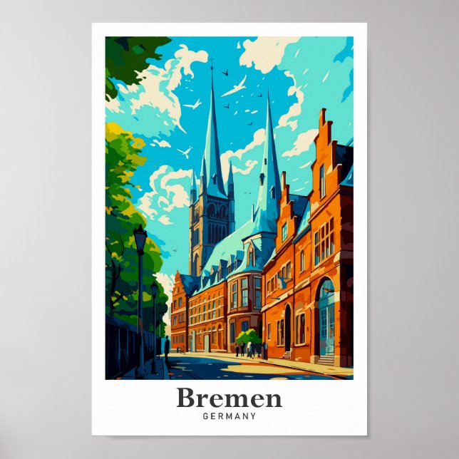 Poster Bremen Alemanha - Retrato Viagens vintage (Frente)