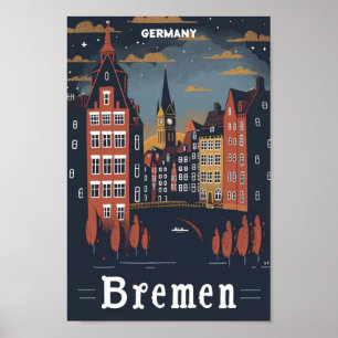 Poster Bremen Germany Vintage Familiar Viagem