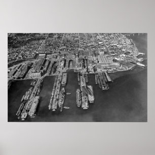 Póster Bremerton, Vista aérea WA de docas de Marinho
