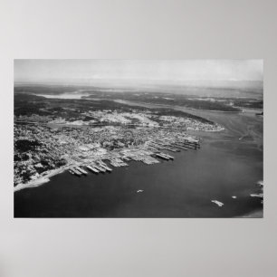 Póster Bremerton, WA - vista aérea da fotografia da