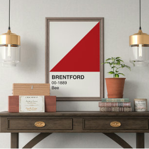 Póster Brentford Bee Red and White - Largura do Cheio