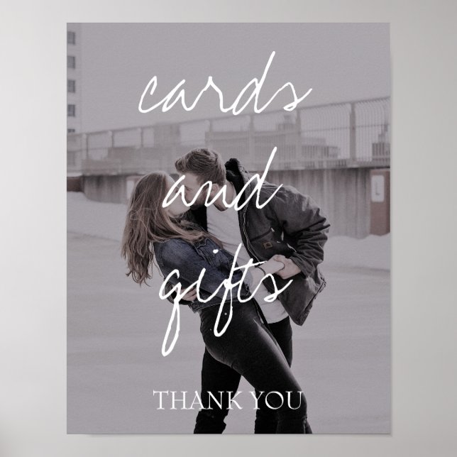 Poster Bretanha Foto Cartões de Caligrafia Branca Present (Frente)