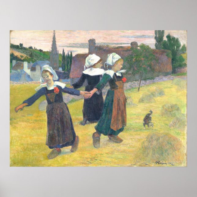 Poster Breton Girls Dancing - Paul Gauguin Fine Art (Frente)