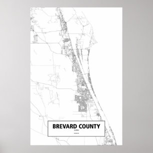 Poster Brevard County, Florida (preto no branco)