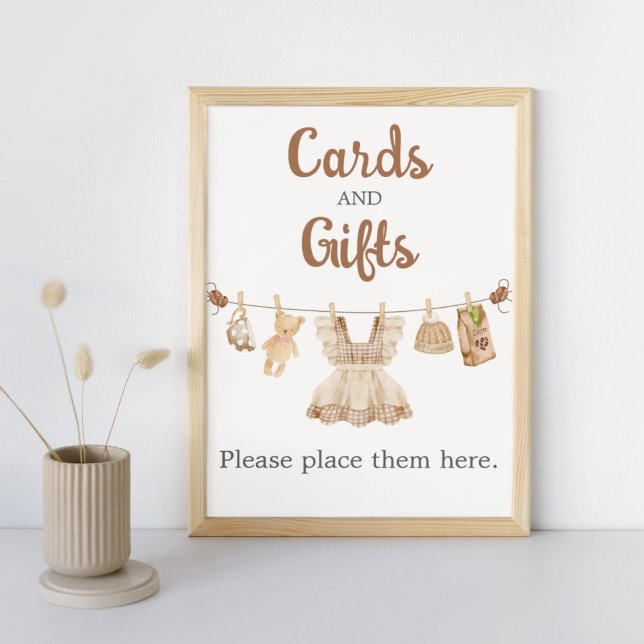 Poster Brewing Coffee Baby Shower Cards and Gifts Sign (Coffee Little Bean Clothesline Baby Shower Cards and Gifts Sign)