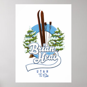 Poster Brian Head Utah para esqui logotipo