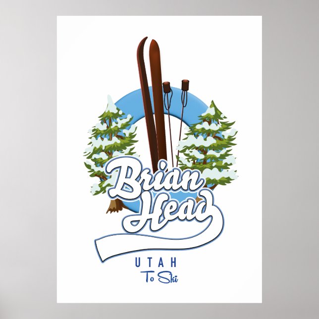Poster Brian Head Utah para esqui logotipo (Frente)
