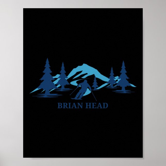 Poster Brian Head Utah Ski Resort Skiing Skiier (Frente)