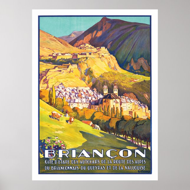 Poster Briançon, bela cidade nos Alpes franceses, França (Frente)
