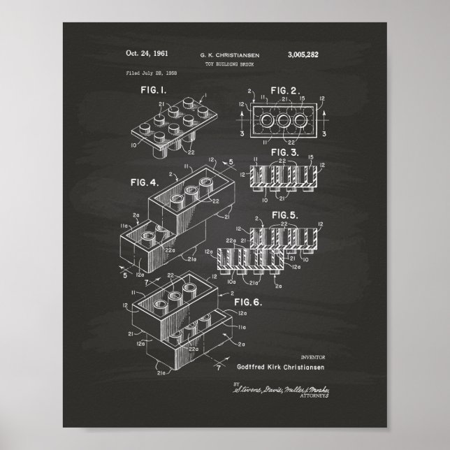 Poster Brick 1961 Patent Art - Chalkboard (Frente)