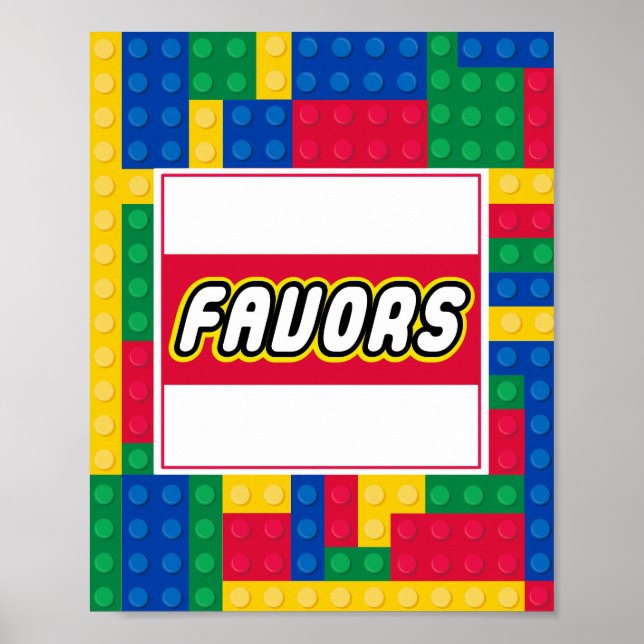 Poster Brick Builder  Birthday Party FAVOR SIGN (Frente)