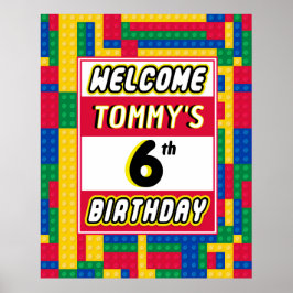 Poster Brick Builder Customizable Birthday Party Welcome 