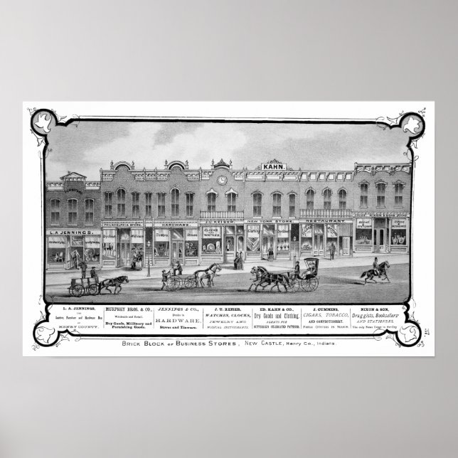 Póster Brick Business Row New Castle Indiana (Frente)