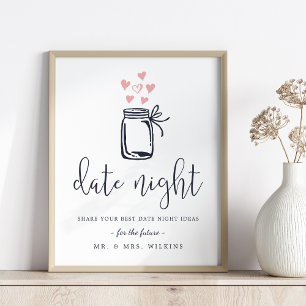 Poster Bridal Shower Date Night Jar Sign