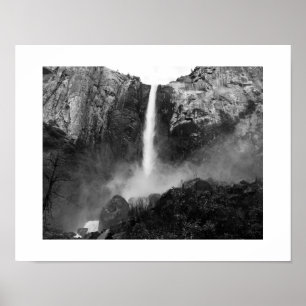 Poster Bridalveil cai cascata em preto e branco Foto