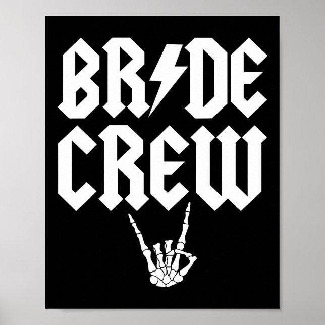 Poster Bride Crew Rock N Roll Gótico Halloween Chelorette (Frente)