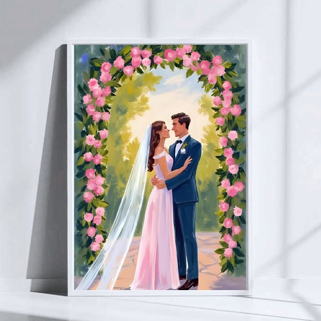 Poster Bride & Groom Garden Arch | Floral Wedding Painted (Criador carregado)