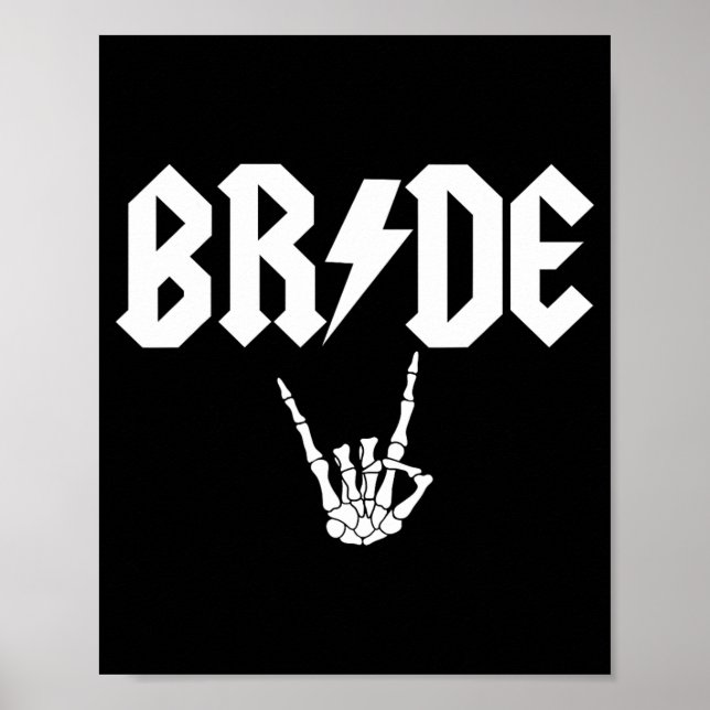 Poster Bride Rock N Roll Gothic Halloween Bachelorette Pa (Frente)