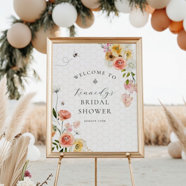Poster Bride to Bee Floral Baby Shower Welcome (Criador carregado)