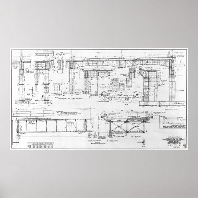 PÓSTER BRIDGE BLUEPRINT, 1935, VELHO OAKLAND BAY (Frente)
