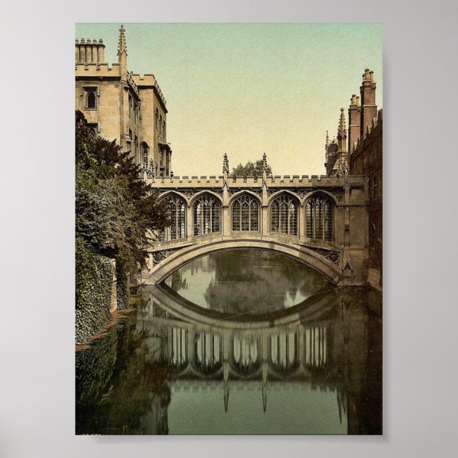 Póster Bridge of Sighs, Cambridge, Inglaterra vintage Pho (Frente)