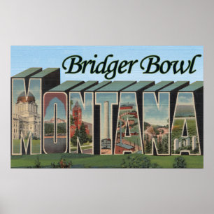 Póster Bridger Bowl, Montana - Cenas com Letras Grandes