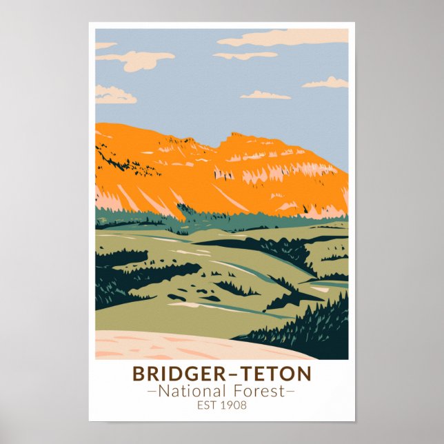 Poster Bridger Teton National Forest Sheep Mountain (Frente)