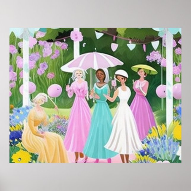 Poster Bridgerton inspiração aquarela pintura floral (Frente)