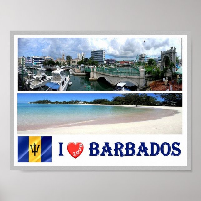 Poster Bridgetown - Barbados - Centro - Eu Amo - (Frente)