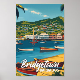 Poster Bridgetown Barbados Vintage Familiar Viagem