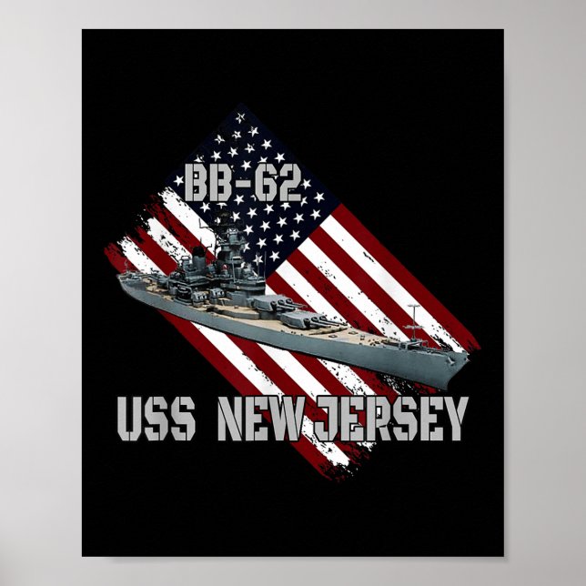 Poster Brigada Uss New Jersey Bb-62 &amp; Combat Warsh (Frente)