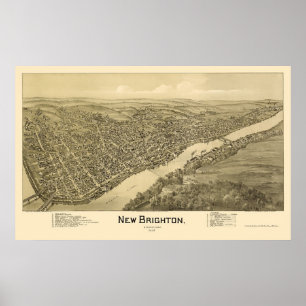 Póster Brigghton nova, mapa panorâmico do PA - 1901