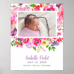 Poster Bright Blooms Baby Girl Stat Foto