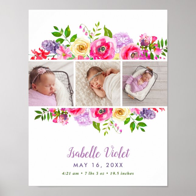 Poster Bright Blooms Baby Girl Stat Foto (Frente)