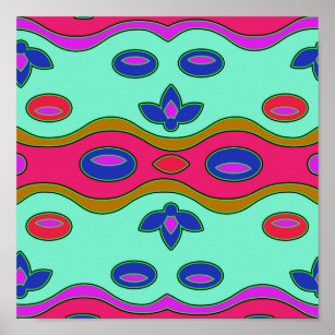 Póster Bright Colorful Funky Abstract Art Print