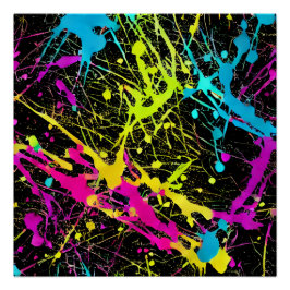 Póster Bright Neon Paint Splatter