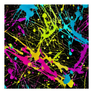 Póster Bright Neon Paint Splatter