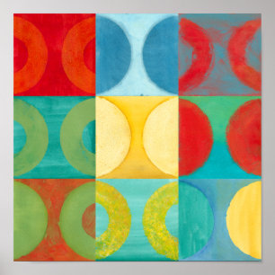 Póster Bright Pop Art with Circles and Squares