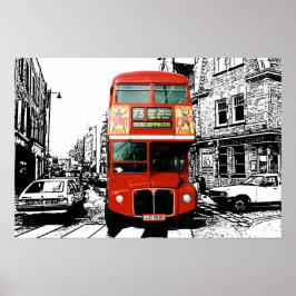 Poster Bright Red Bus em Londres
