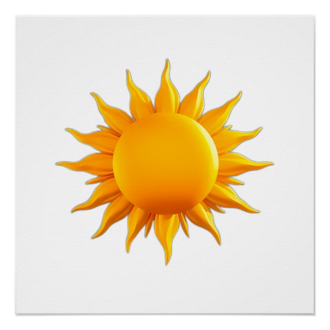 Póster Bright Yellow Sun Illustration with Radiant Rays (Frente)