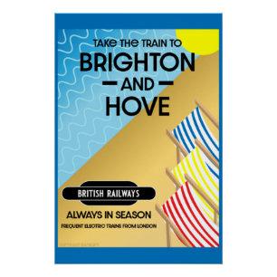 Póster Brighton E Hove Train Viagem Beach Art Poster