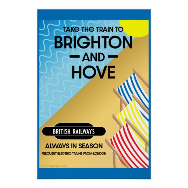 Póster Brighton E Hove Train Viagem Beach Art Poster (Frente)